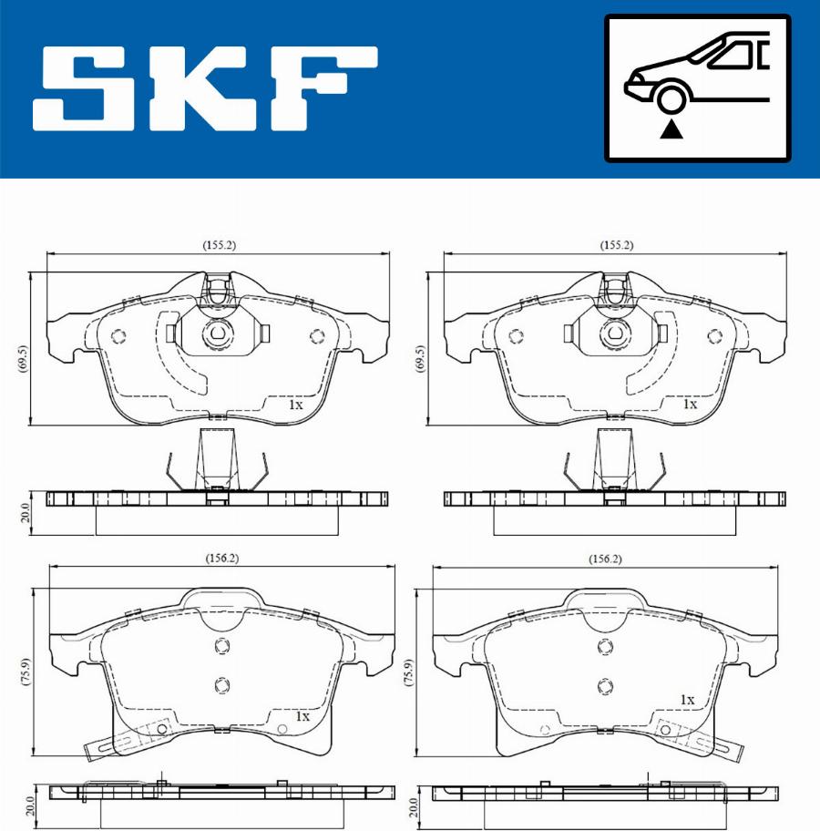 SKF VKBP 80043 A - Bromsbeläggssats, skivbroms xdelar.se