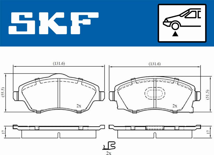 SKF VKBP 80062 A - Bromsbeläggssats, skivbroms xdelar.se