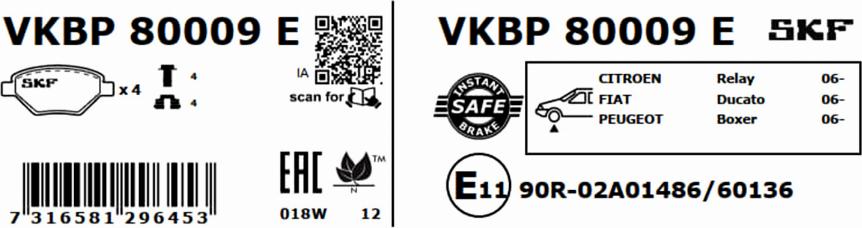 SKF VKBP 80009 E - Bromsbeläggssats, skivbroms xdelar.se