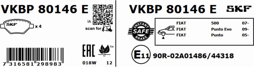 SKF VKBP 80146 E - Bromsbeläggssats, skivbroms xdelar.se