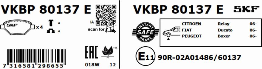 SKF VKBP 80137 E - Bromsbeläggssats, skivbroms xdelar.se