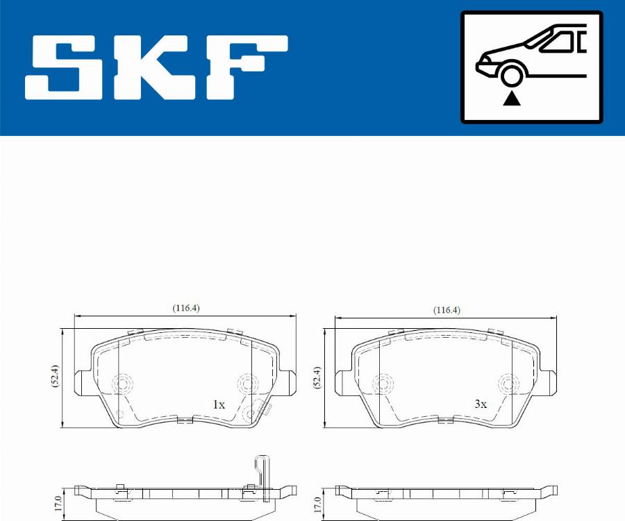 SKF VKBP 80128 A - Bromsbeläggssats, skivbroms xdelar.se