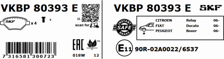 SKF VKBP 80393 E - Bromsbeläggssats, skivbroms xdelar.se