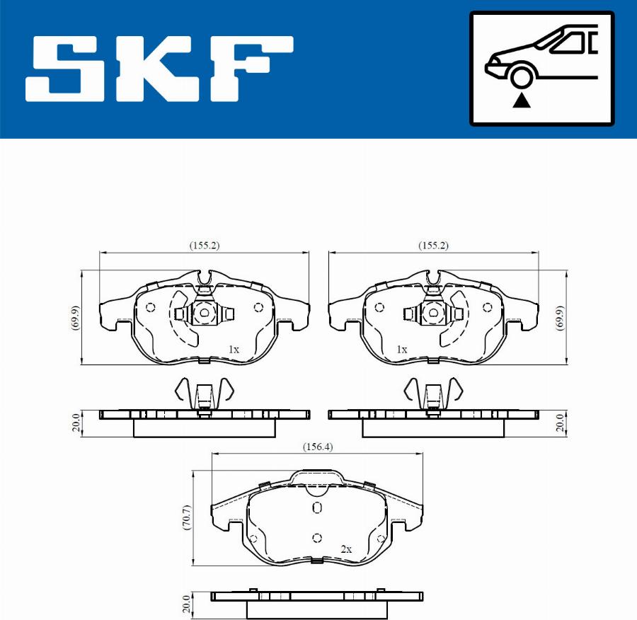 SKF VKBP 80345 - Bromsbeläggssats, skivbroms xdelar.se