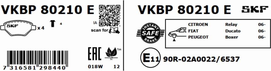 SKF VKBP 80210 E - Bromsbeläggssats, skivbroms xdelar.se