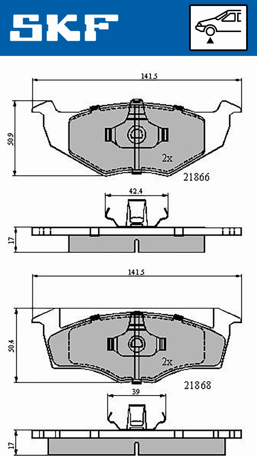 SKF VKBP 80278 - Bromsbeläggssats, skivbroms xdelar.se