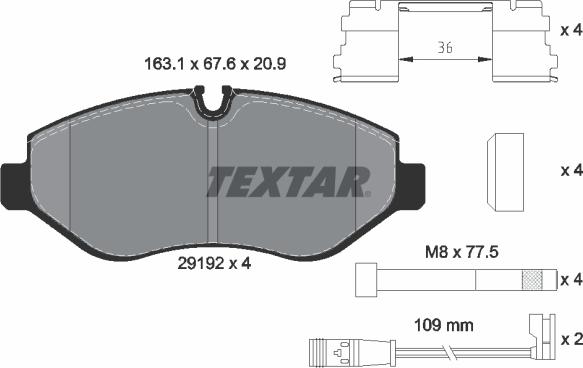 Textar 2919202 - Bromsbeläggssats, skivbroms xdelar.se