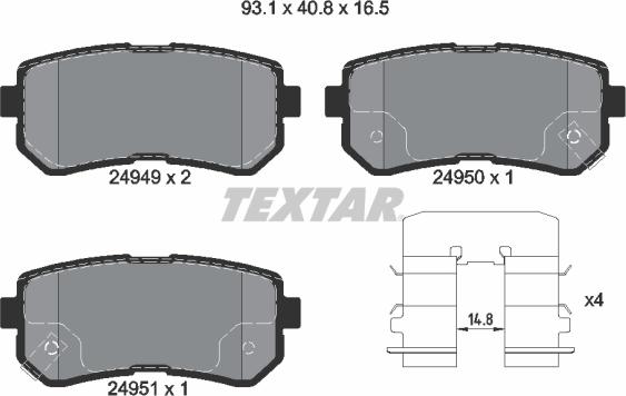 Textar 2494901 - Bromsbeläggssats, skivbroms xdelar.se