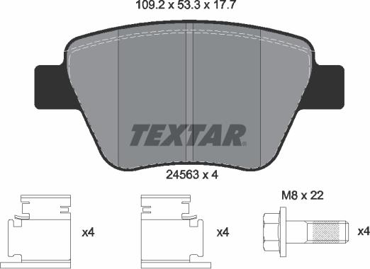 Textar 2456301 - Bromsbeläggssats, skivbroms xdelar.se