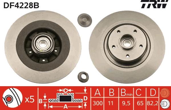 TRW DF4228BS - Bromsskiva xdelar.se