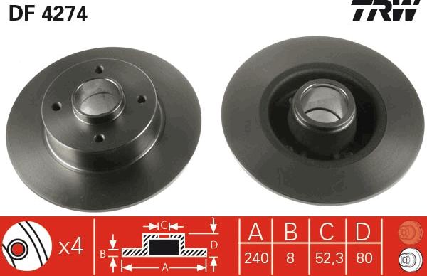 TRW DF4274 - Bromsskiva xdelar.se