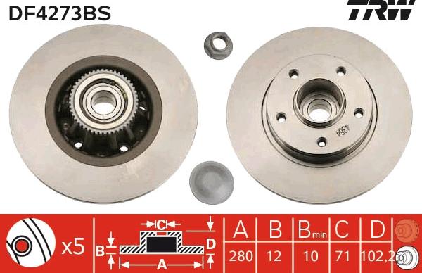 TRW DF4273BS - Bromsskiva xdelar.se