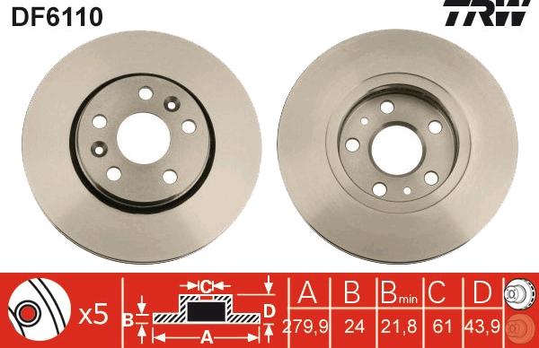 TRW DF6110 - Bromsskiva xdelar.se