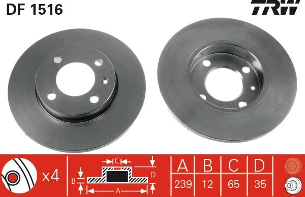 TRW DF1516 - Bromsskiva xdelar.se