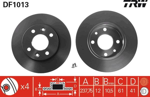 TRW DF1013 - Bromsskiva xdelar.se