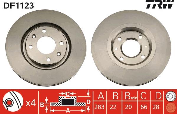 TRW DF1123 - Bromsskiva xdelar.se