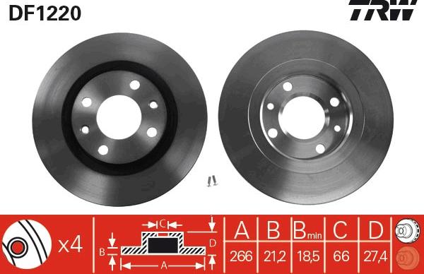 TRW DF1220 - Bromsskiva xdelar.se