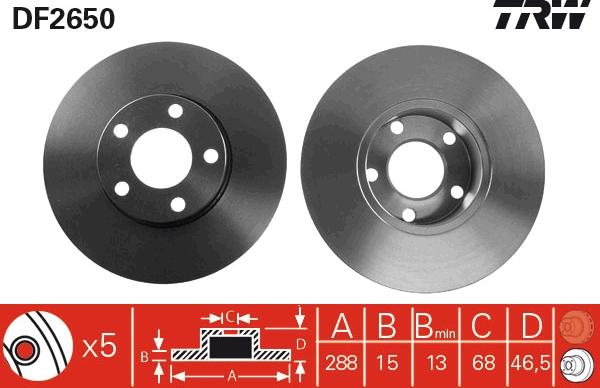 TRW DF2650 - Bromsskiva xdelar.se