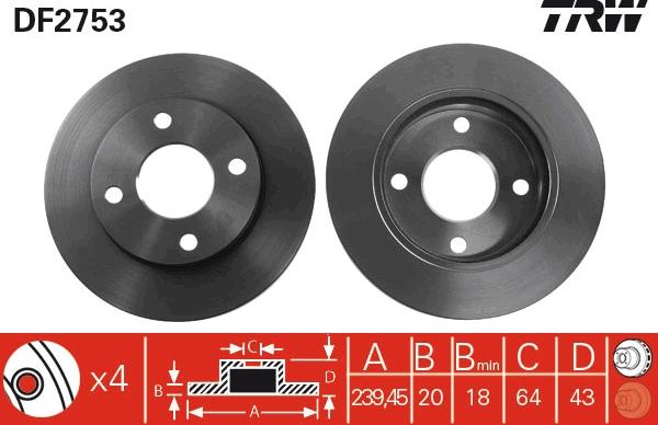 TRW DF2753 - Bromsskiva xdelar.se