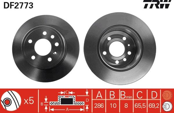 TRW DF2773 - Bromsskiva xdelar.se