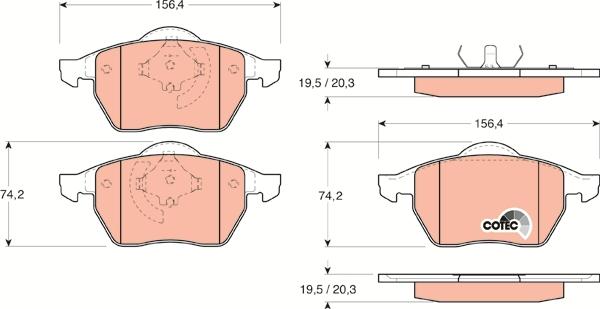 TRW GDB1200 - Bromsbeläggssats, skivbroms xdelar.se