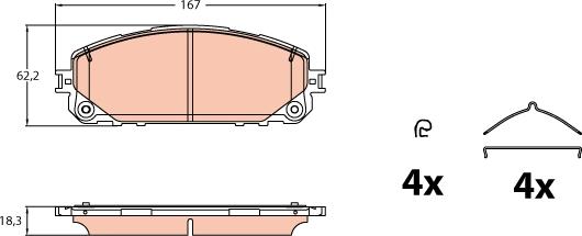 TRW GDB2142 - Bromsbeläggssats, skivbroms xdelar.se