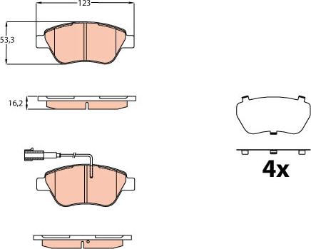 TRW GDB2164 - Bromsbeläggssats, skivbroms xdelar.se