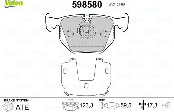 Valeo 598580 - Bromsbeläggssats, skivbroms xdelar.se