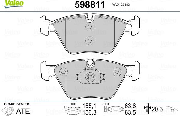 Valeo 598811 - Bromsbeläggssats, skivbroms xdelar.se