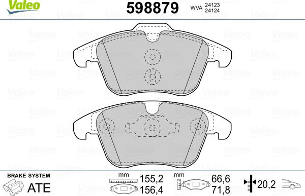 Valeo 598879 - Bromsbeläggssats, skivbroms xdelar.se