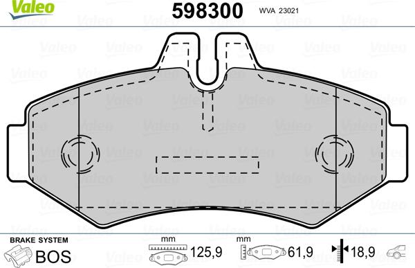 Valeo 598300 - Bromsbeläggssats, skivbroms xdelar.se