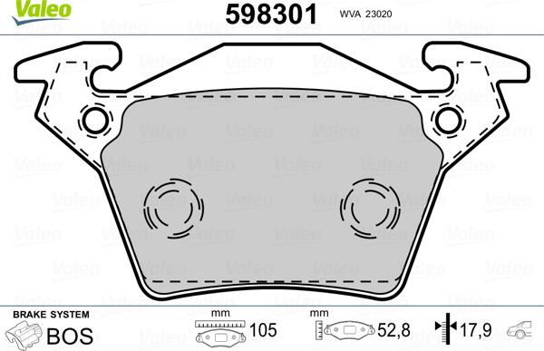 Valeo 598301 - Bromsbeläggssats, skivbroms xdelar.se