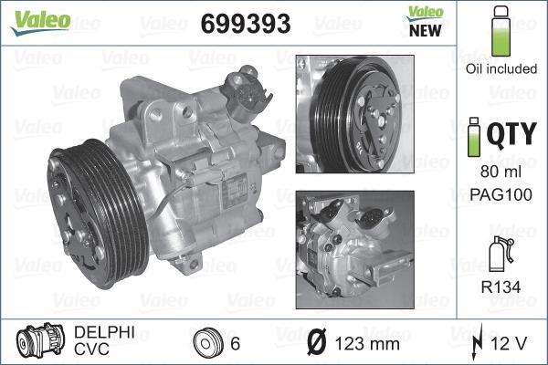 Valeo 699393 - Kompressor, klimatanläggning xdelar.se