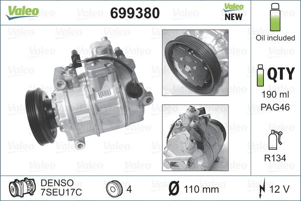 Valeo 699380 - Kompressor, klimatanläggning xdelar.se