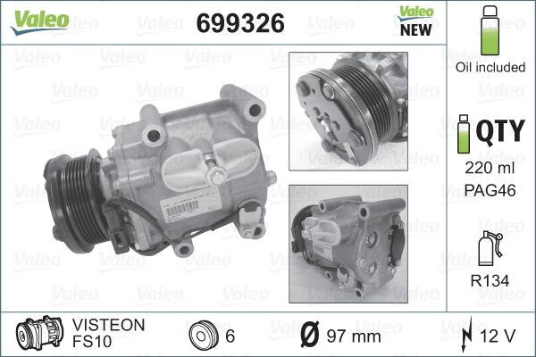 Valeo 699326 - Kompressor, klimatanläggning xdelar.se