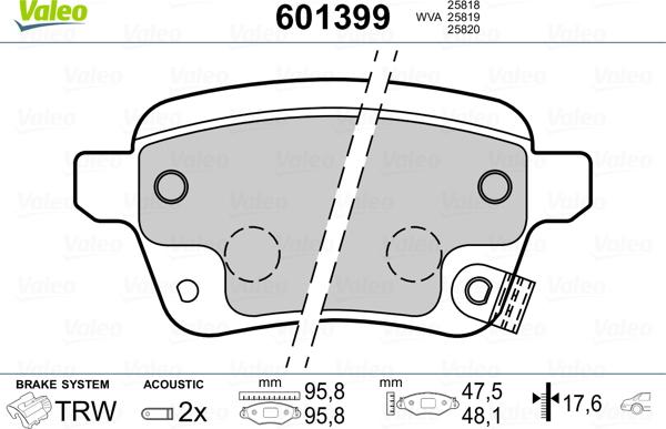 Valeo 601399 - Bromsbeläggssats, skivbroms xdelar.se