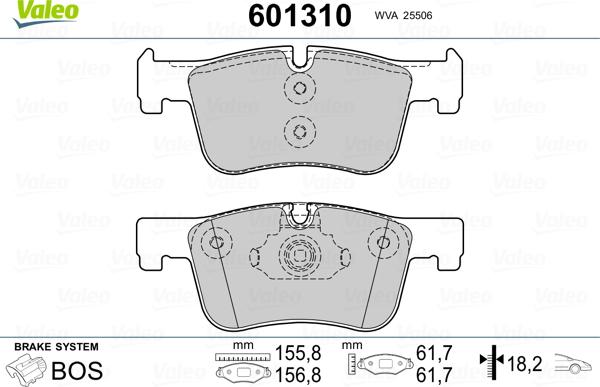 Valeo 601310 - Bromsbeläggssats, skivbroms xdelar.se