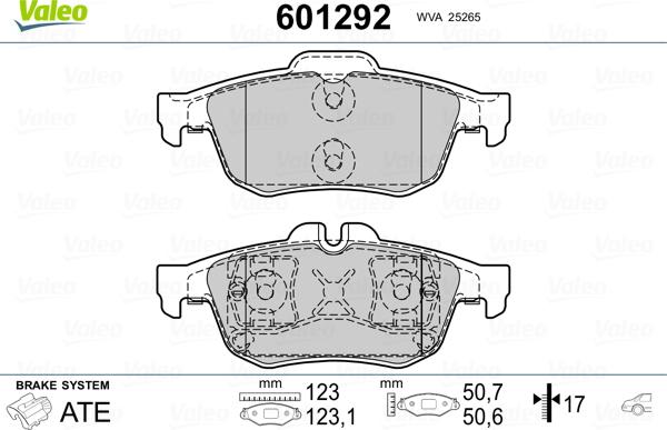 Valeo 601292 - Bromsbeläggssats, skivbroms xdelar.se