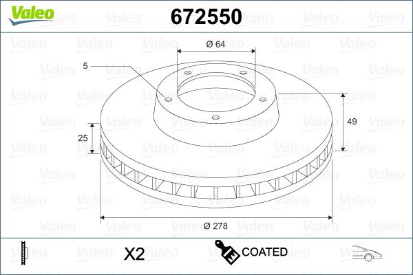 Valeo 672550 - Bromsskiva xdelar.se