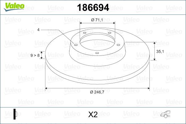 Valeo 186694 - Bromsskiva xdelar.se