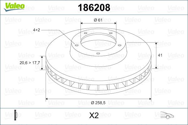 Valeo 186208 - Bromsskiva xdelar.se