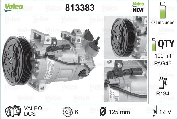 Valeo 813383 - Kompressor, klimatanläggning xdelar.se