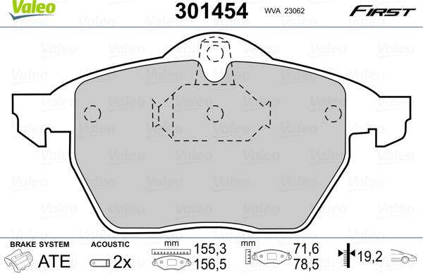 Valeo 301454 - Bromsbeläggssats, skivbroms xdelar.se