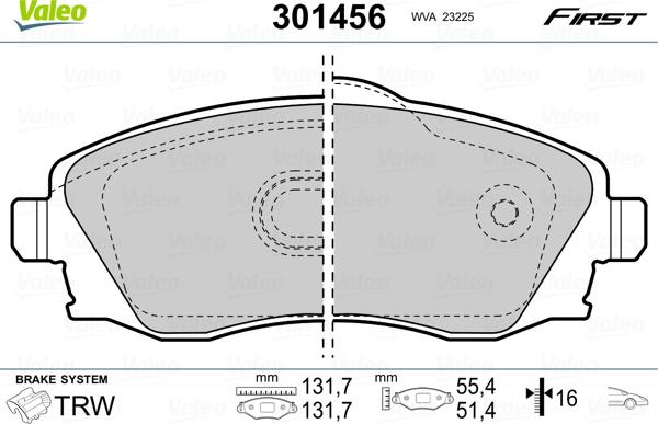 Valeo 301456 - Bromsbeläggssats, skivbroms xdelar.se