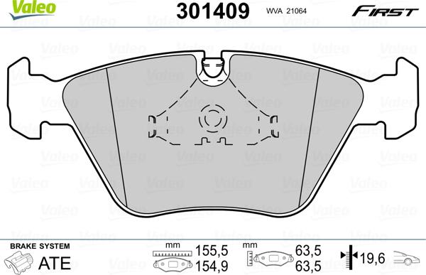 Valeo 301409 - Bromsbeläggssats, skivbroms xdelar.se