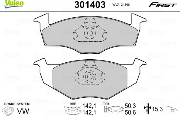 Valeo 301403 - Bromsbeläggssats, skivbroms xdelar.se