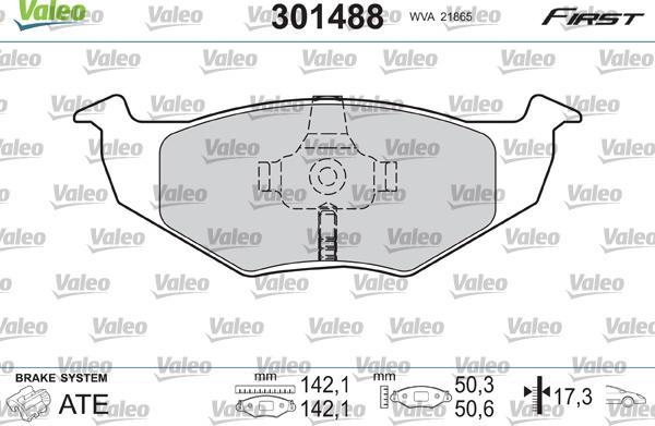 Valeo 301488 - Bromsbeläggssats, skivbroms xdelar.se