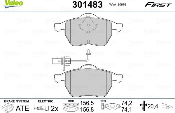 Valeo 301483 - Bromsbeläggssats, skivbroms xdelar.se