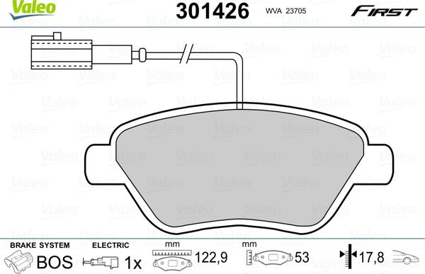 Valeo 301426 - Bromsbeläggssats, skivbroms xdelar.se