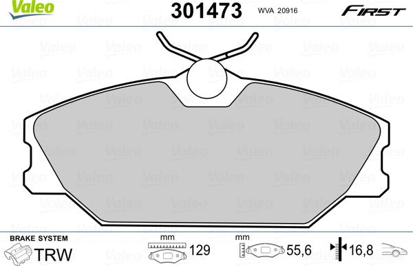 Valeo 301473 - Bromsbeläggssats, skivbroms xdelar.se